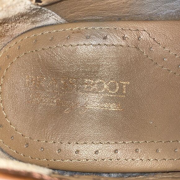 Brass Boot Dress Shoes Mens Size 12 M Brown Leather Criss Cross Toe Slip On - Picture 2 of 12